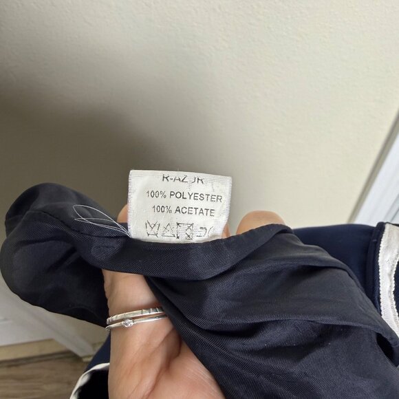 VTG Sonia K Navy & White Sleeveless Dress w/ Pleated Hem Button Front Sz M - Picture 10 of 10